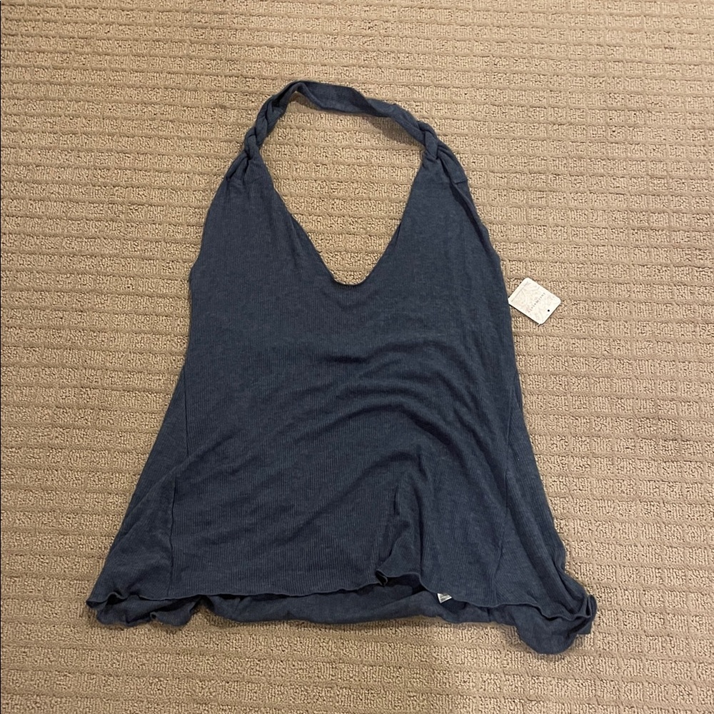 Free People Navy Blue Halter Tank Top